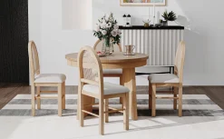 Walker Edison | Extendable 5-Piece Round Dining Table Set for 4