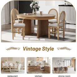 Walker Edison | Extendable 5-Piece Round Dining Table Set for 4