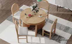 Walker Edison | Extendable 5-Piece Round Dining Table Set for 4