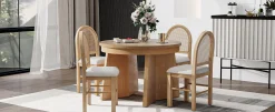 Walker Edison | Extendable 5-Piece Round Dining Table Set for 4