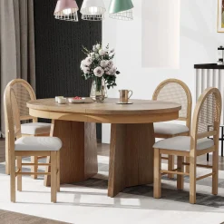 Walker Edison | Extendable 5-Piece Round Dining Table Set for 4