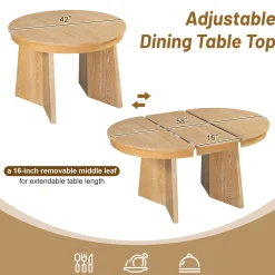 Walker Edison | Extendable 5-Piece Round Dining Table Set for 4
