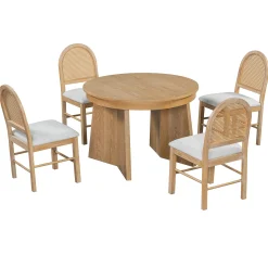 Walker Edison | Extendable 5-Piece Round Dining Table Set for 4