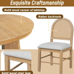 Walker Edison | Extendable 5-Piece Round Dining Table Set for 4