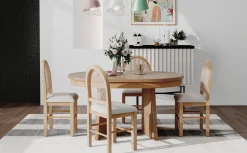 Walker Edison | Extendable 5-Piece Round Dining Table Set for 4