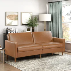Walker Edison | Faux Leather Convertible Sleeper Sofa