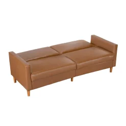 Walker Edison | Faux Leather Convertible Sleeper Sofa
