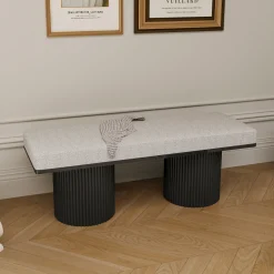 Walker Edison | Fluted Base Upholstered Bench