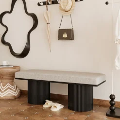 Walker Edison | Fluted Base Upholstered Bench