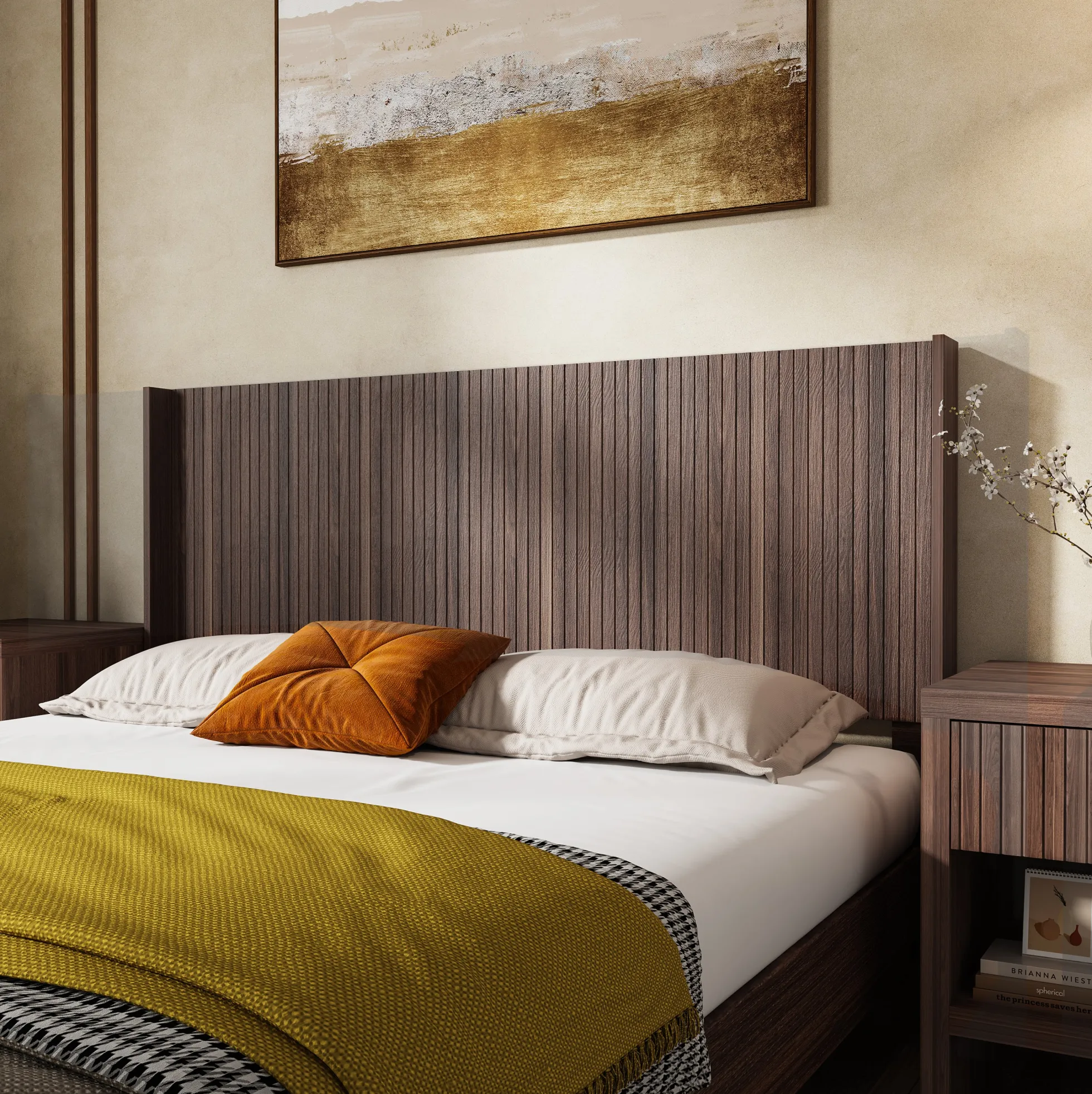 Walker Edison | Fluted Design Modern Farmhouse King Headboard Only