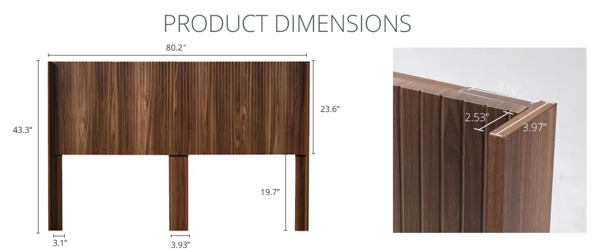 Walker Edison | Fluted Design Modern Farmhouse King Headboard Only