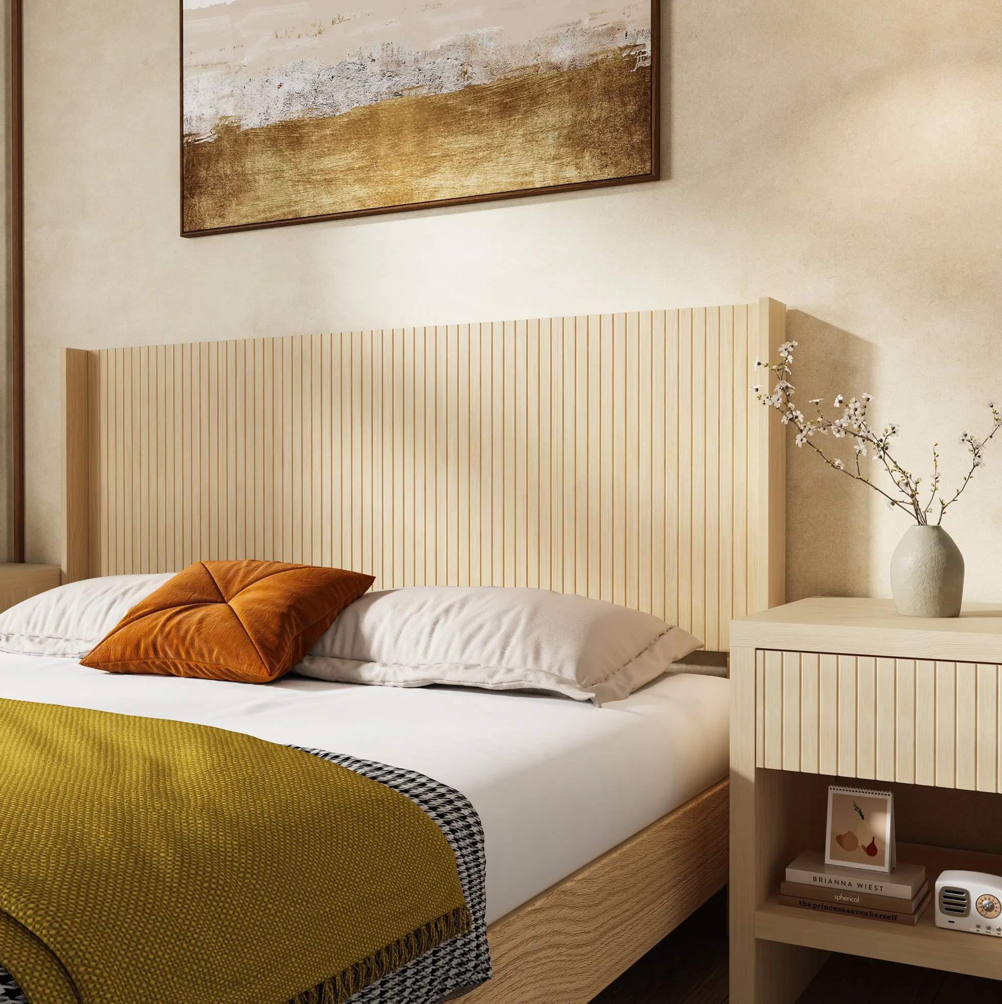 Walker Edison | Fluted Design Modern Farmhouse King Headboard Only