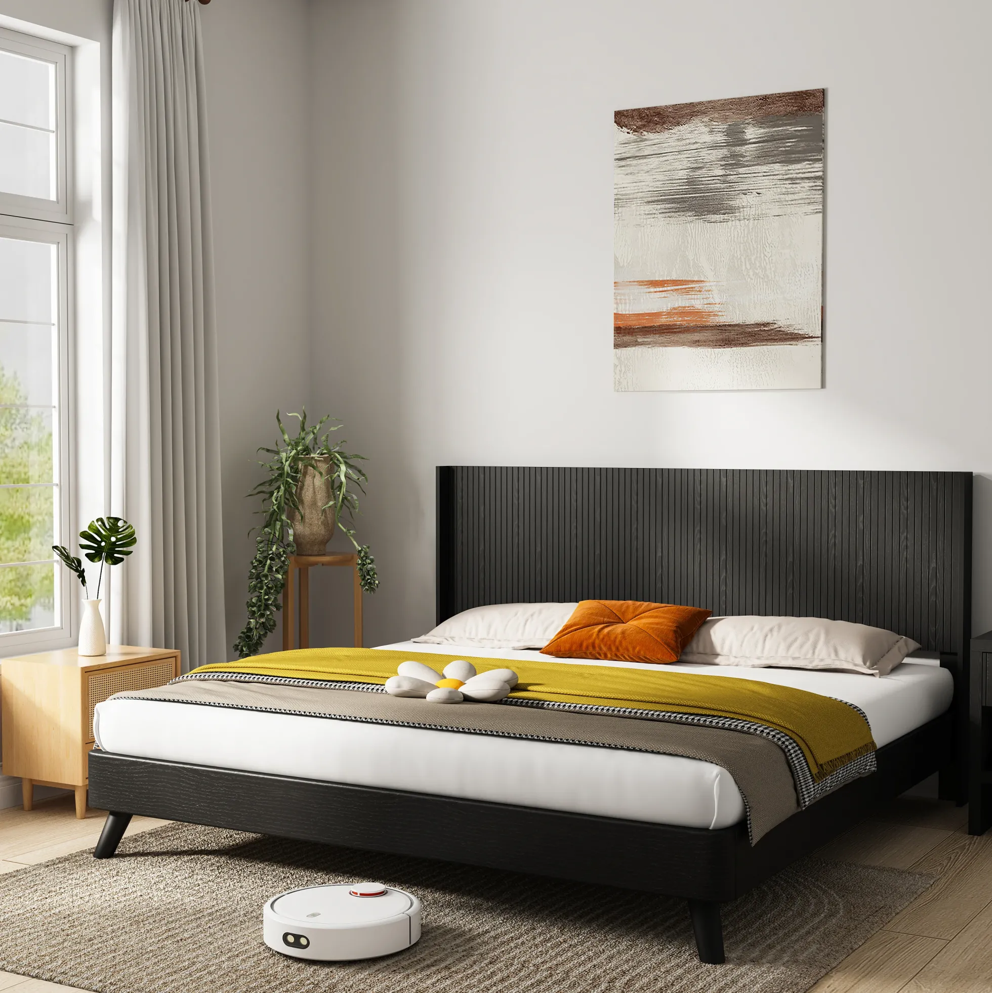 Walker Edison | Fluted Design Modern Farmhouse King Headboard Only