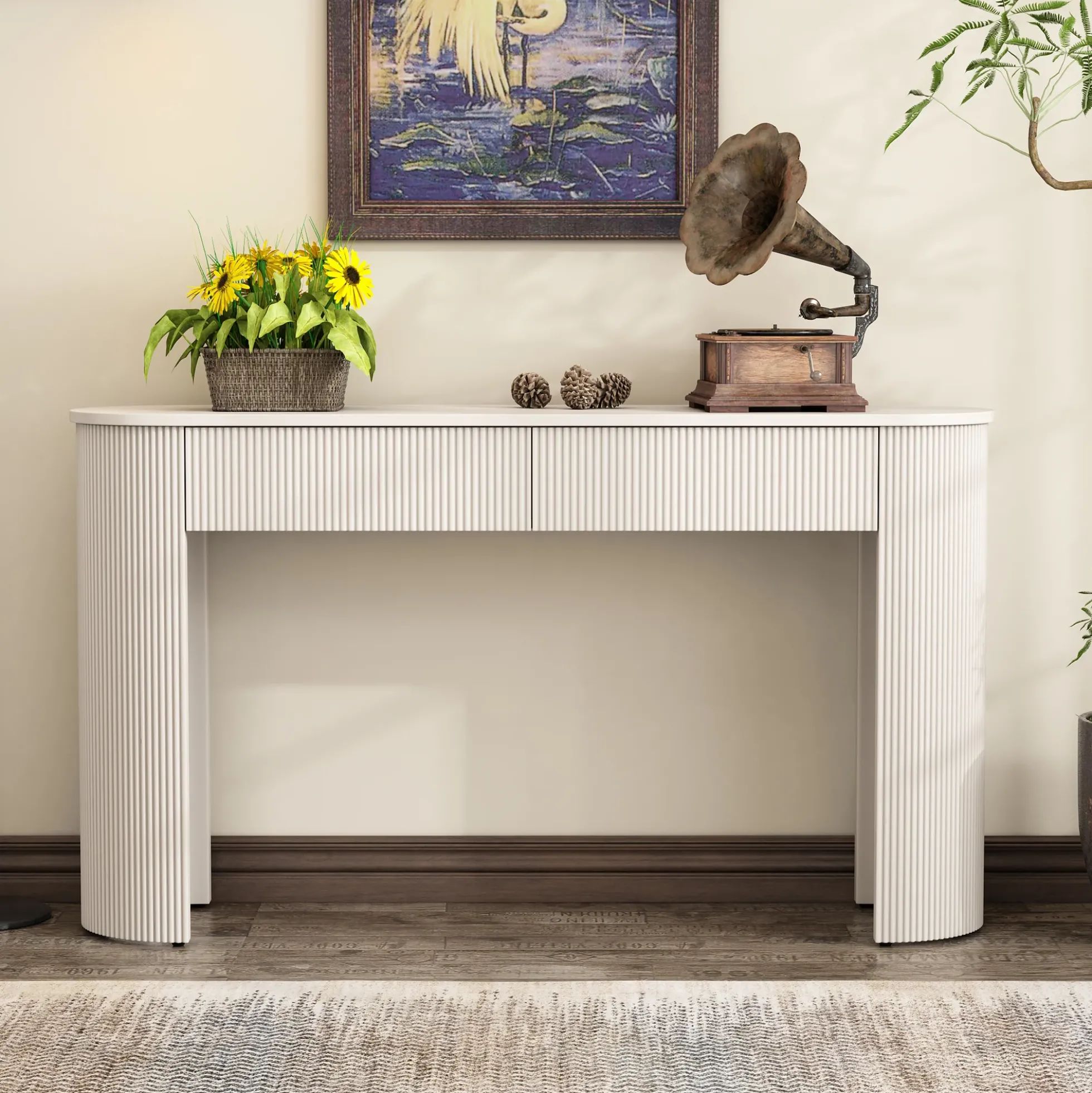 Walker Edison | Fluted Design Modern Console Entryway Table with Storage