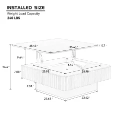 Walker Edison | Fluted Modern Lift Top Coffee Table and Desk
