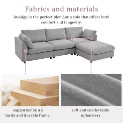 Walker Edison | Grey Convertible Sectional Sofa with Reversible Chaise