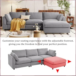 Walker Edison | Grey Convertible Sectional Sofa with Reversible Chaise
