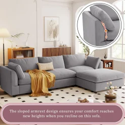 Walker Edison | Grey Convertible Sectional Sofa with Reversible Chaise