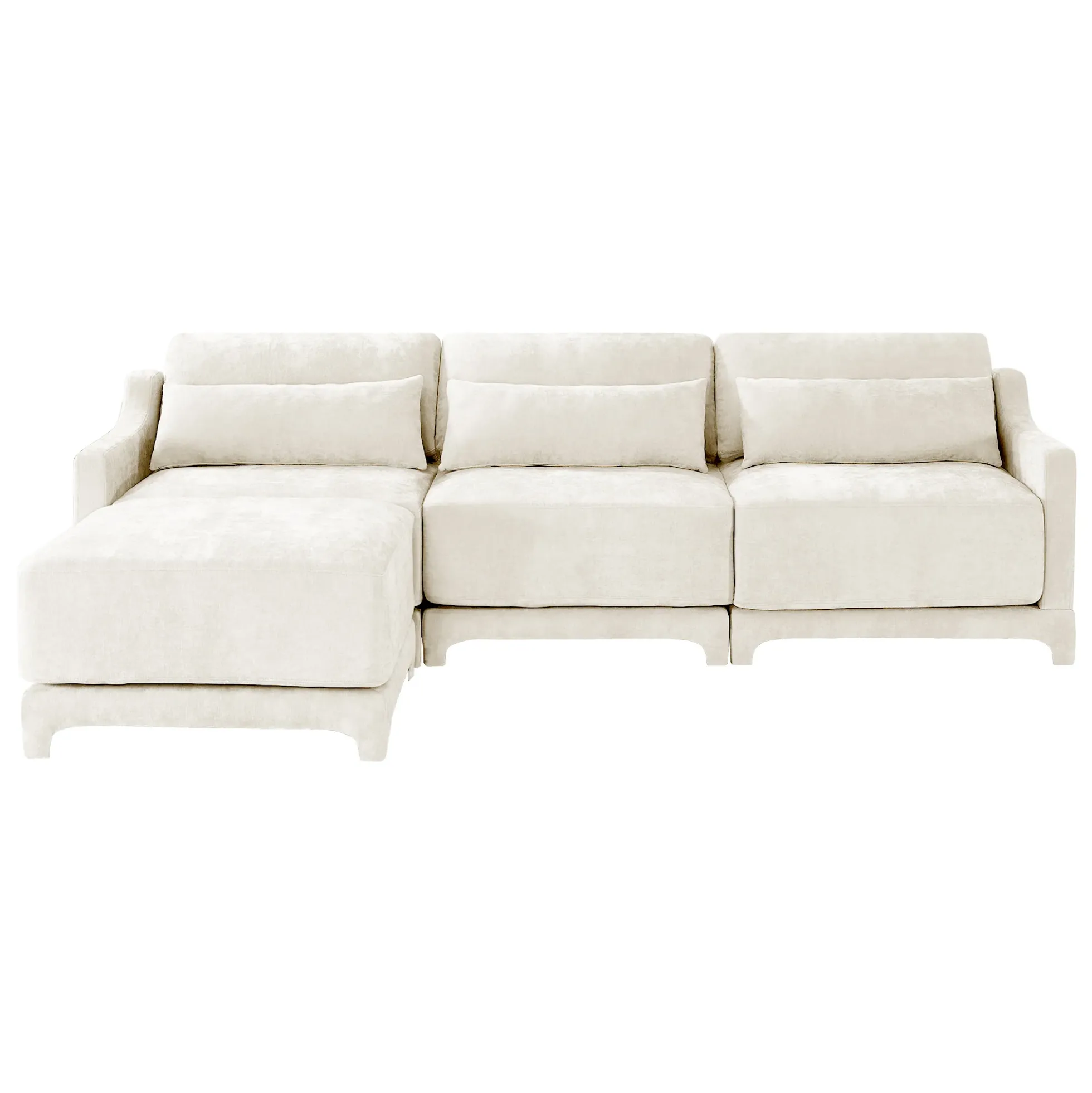 Walker Edison | High-Resilience Foam Chenille Sectional Sofa with Ottomans