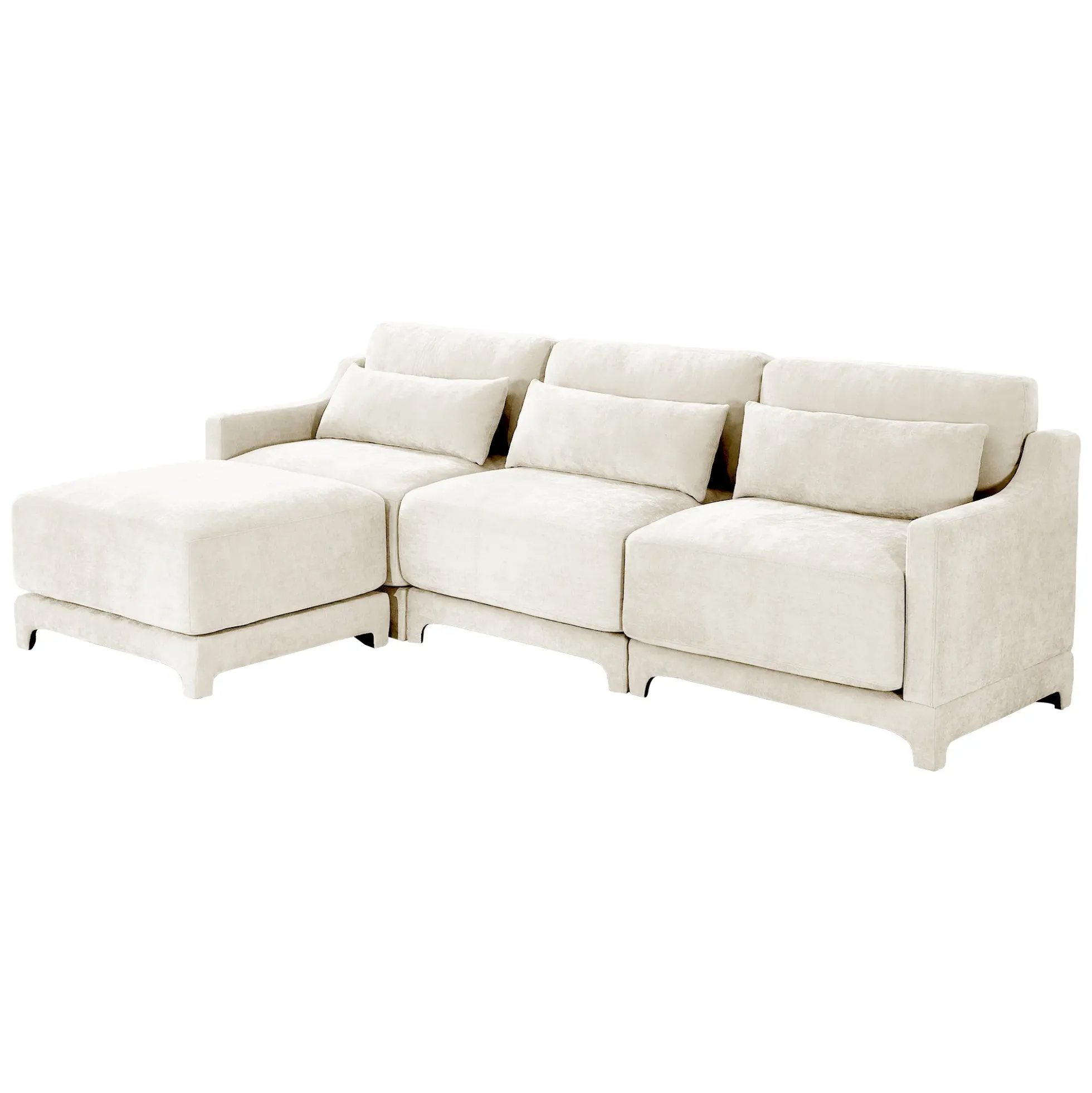 Walker Edison | High-Resilience Foam Chenille Sectional Sofa with Ottomans