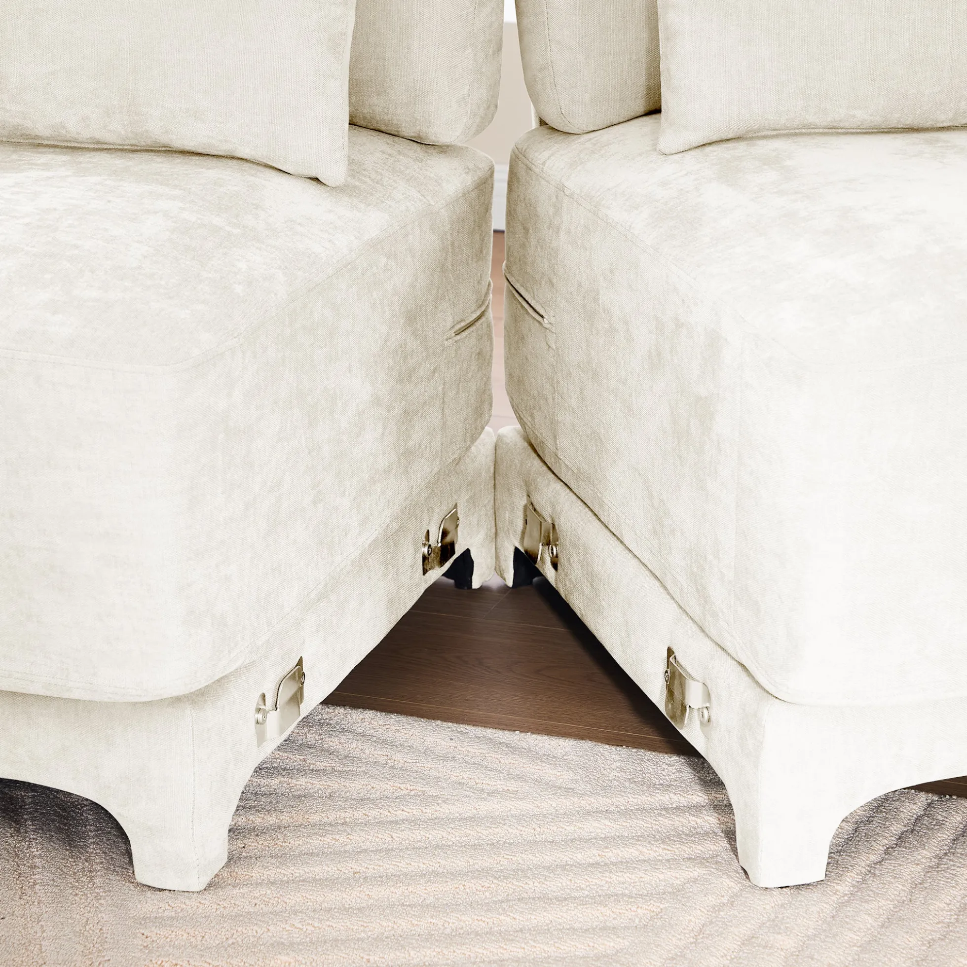 Walker Edison | High-Resilience Foam Chenille Sectional Sofa with Ottomans