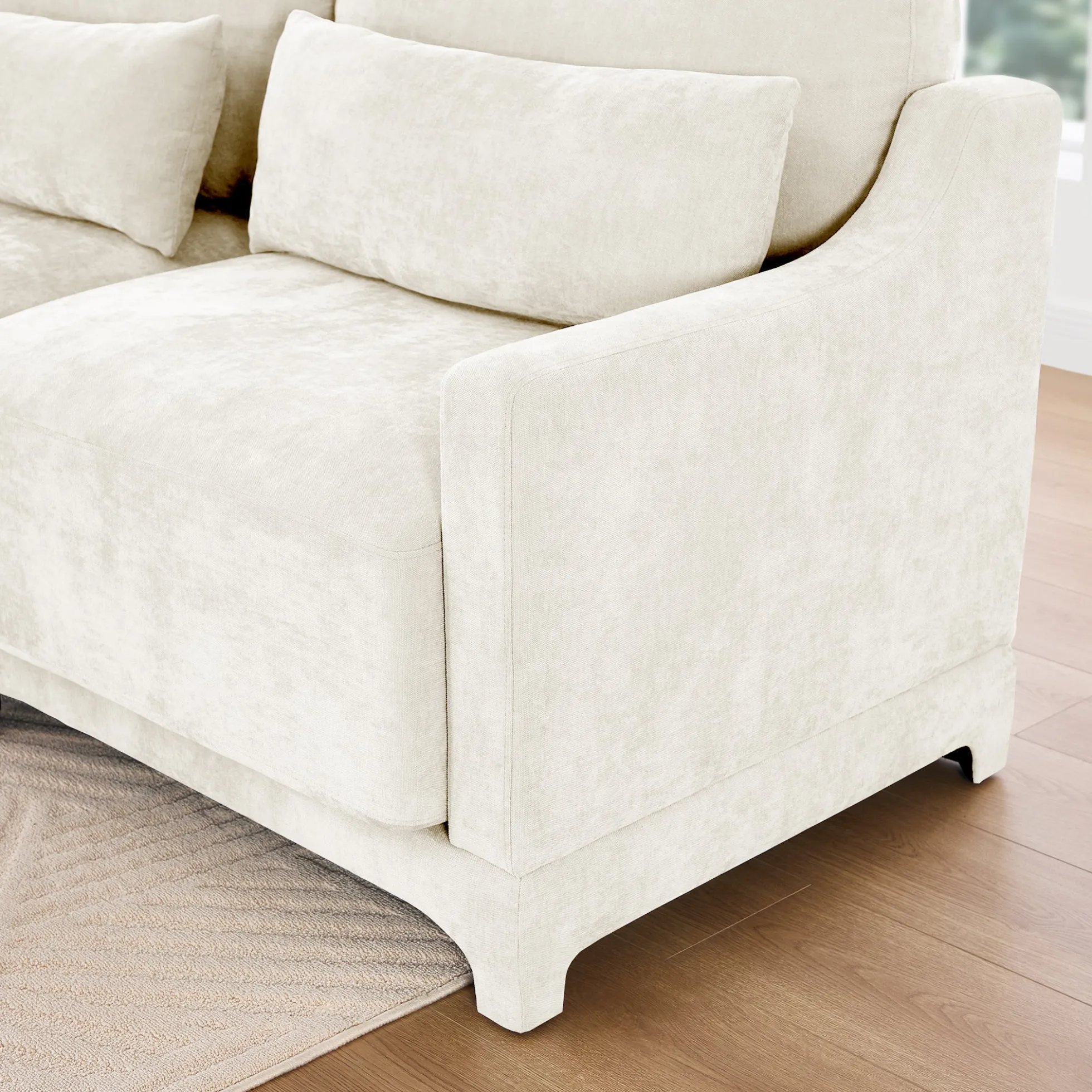 Walker Edison | High-Resilience Foam Chenille Sectional Sofa with Ottomans