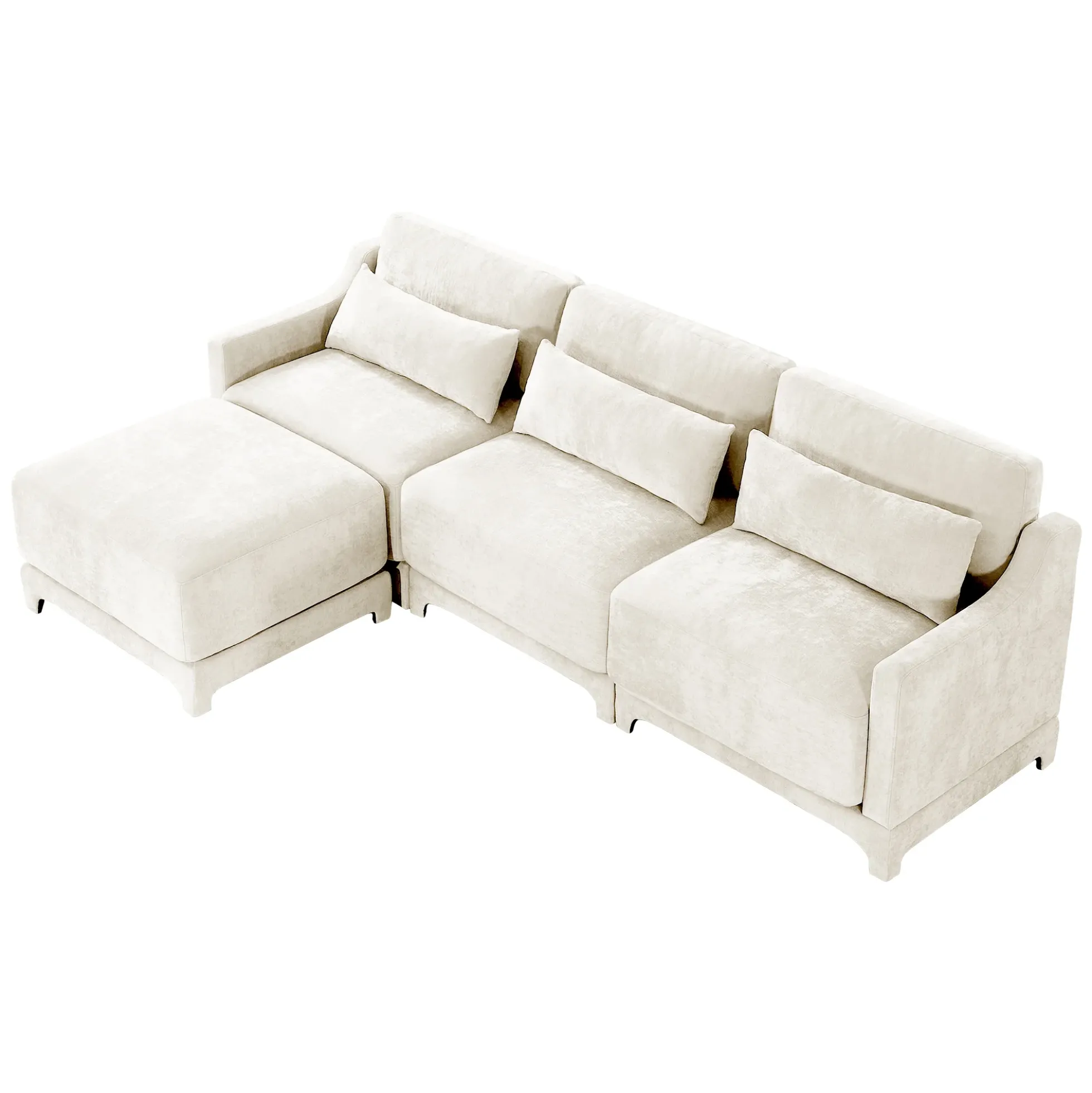 Walker Edison | High-Resilience Foam Chenille Sectional Sofa with Ottomans
