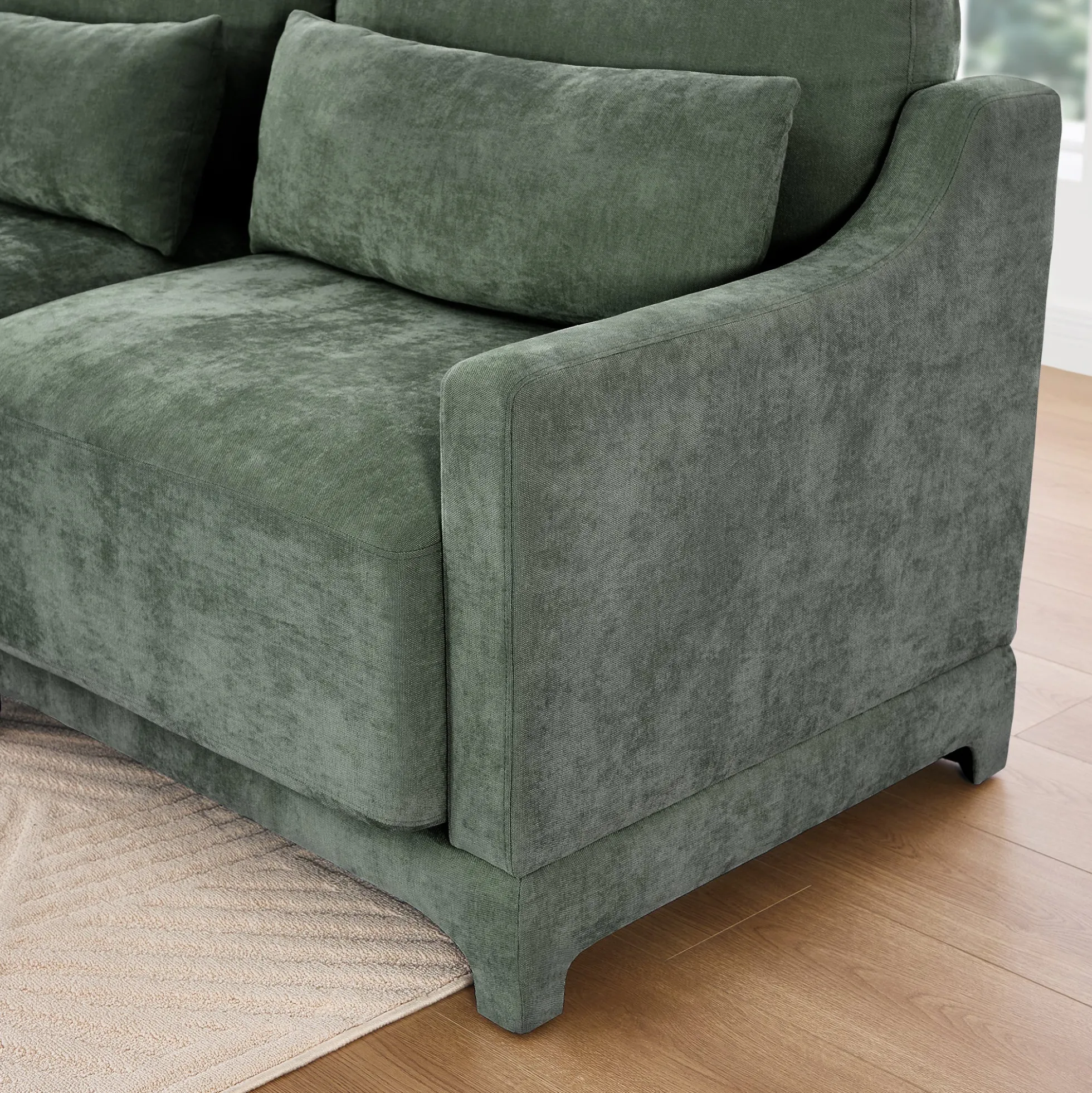 Walker Edison | High-Resilience Foam Chenille Sectional Sofa with Ottomans