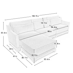 Walker Edison | High-Resilience Foam Chenille Sectional Sofa with Ottomans