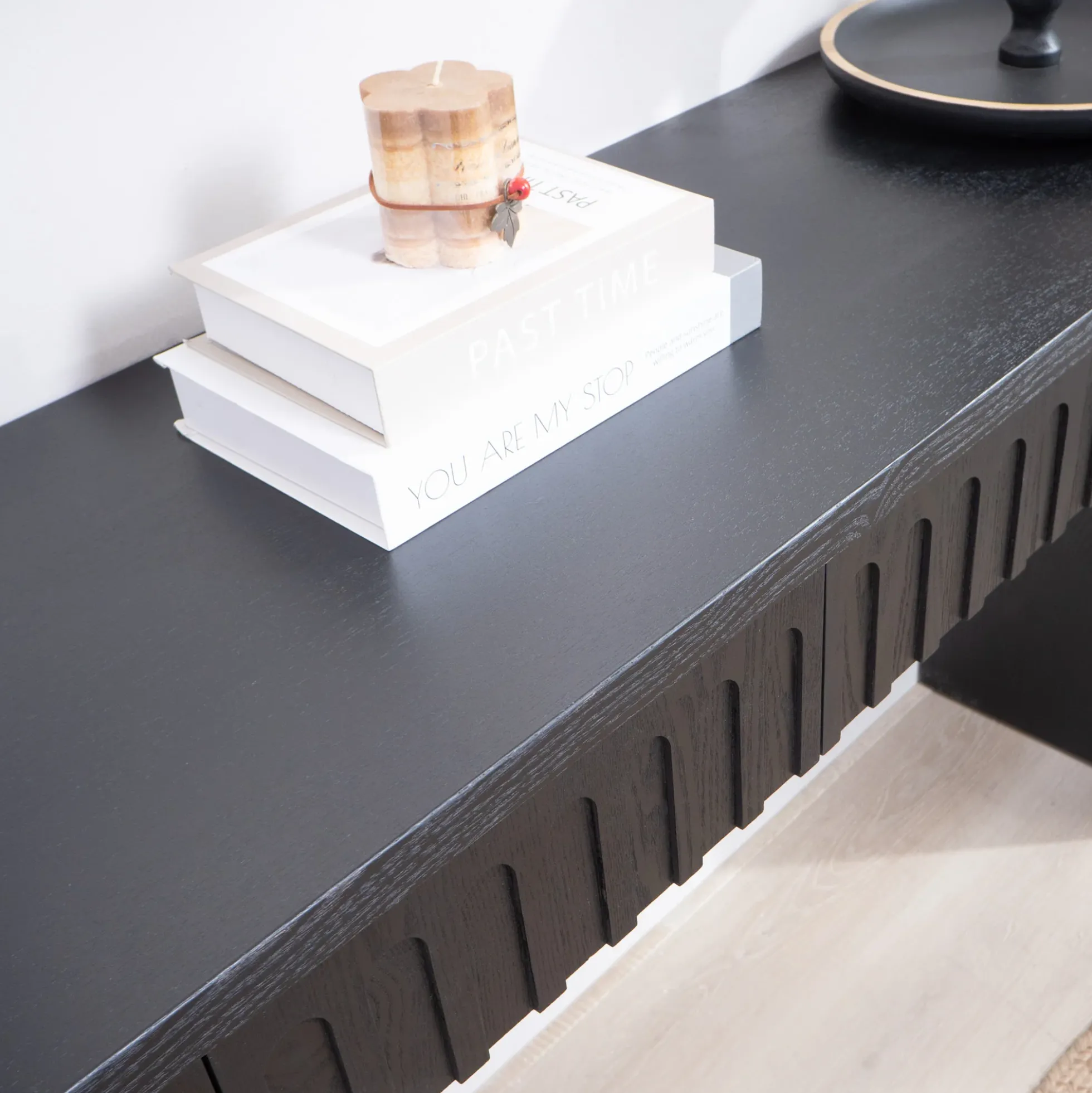 Walker Edison | 59in Modern Black Console Entry Table with Storage