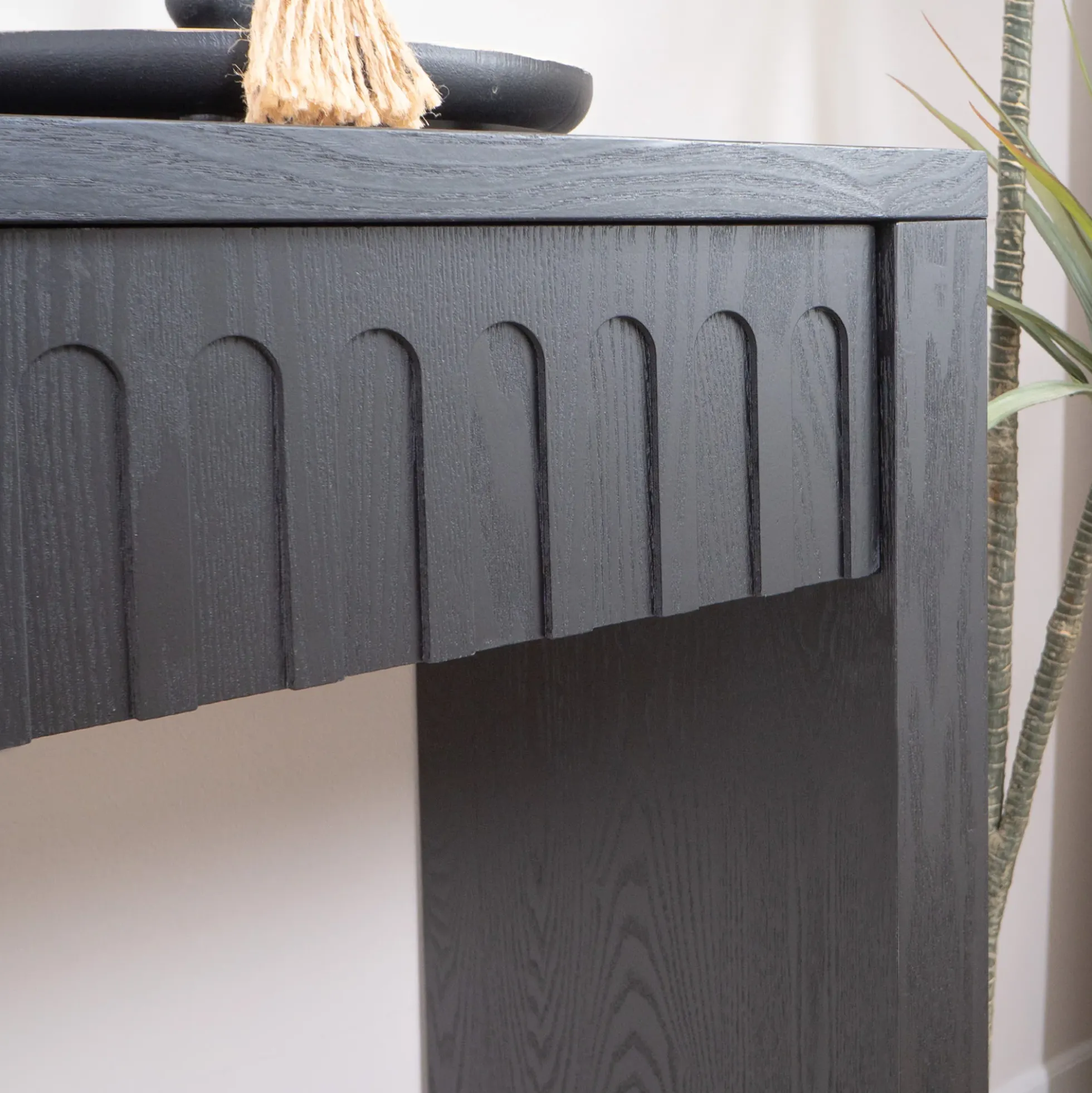 Walker Edison | 59in Modern Black Console Entry Table with Storage