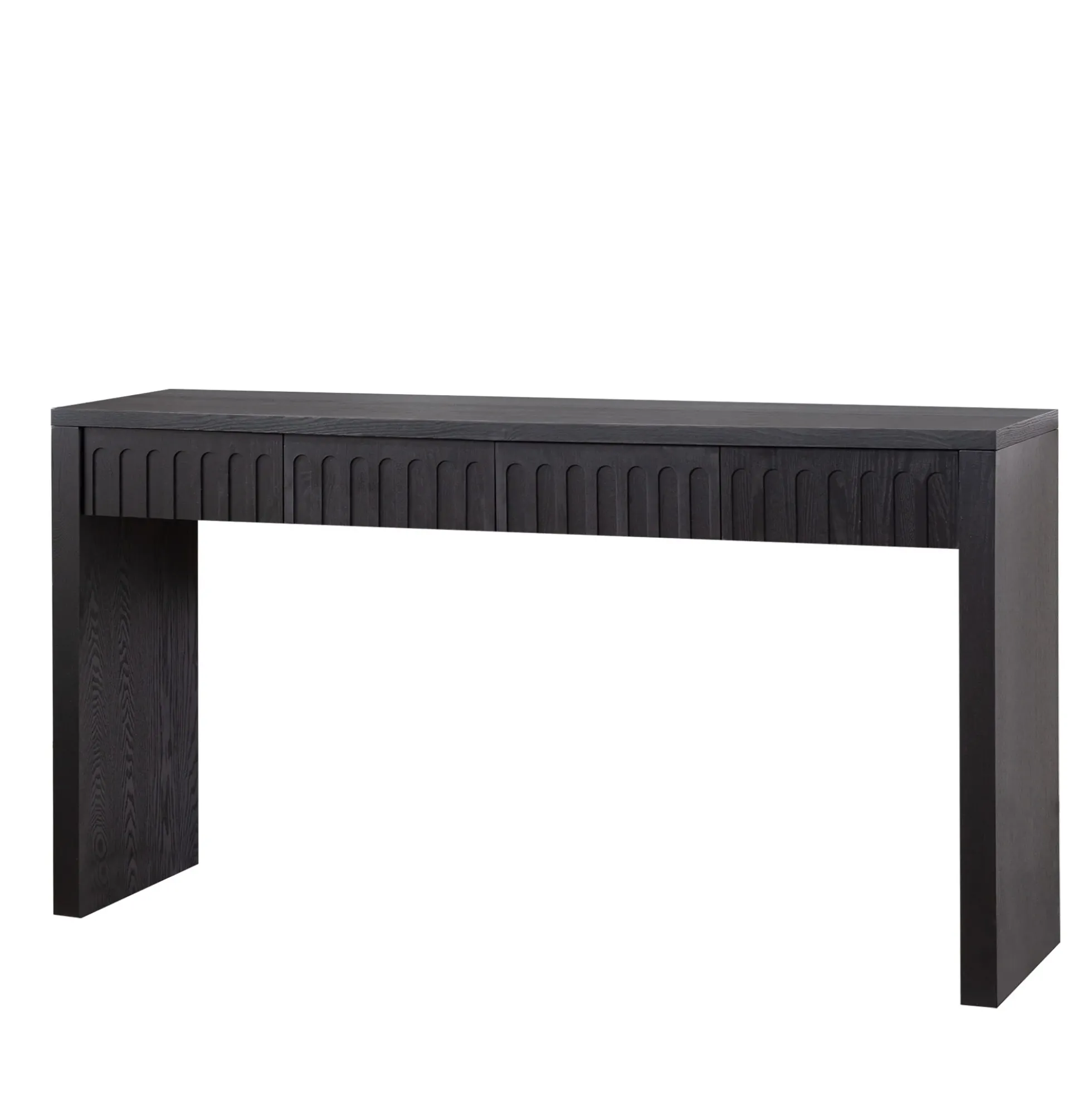 Walker Edison | 59in Modern Black Console Entry Table with Storage