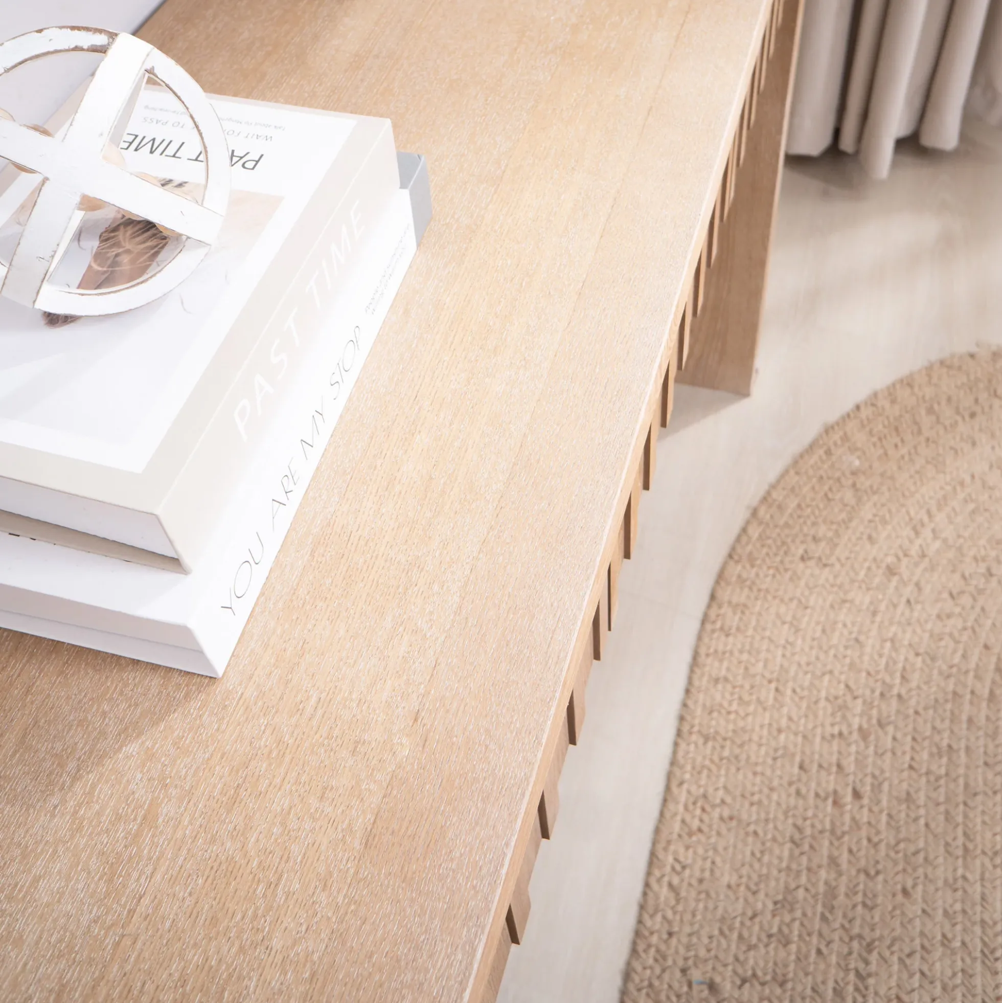 Walker Edison | 59in Natural Modern Console Entry Table with 4 Drawers