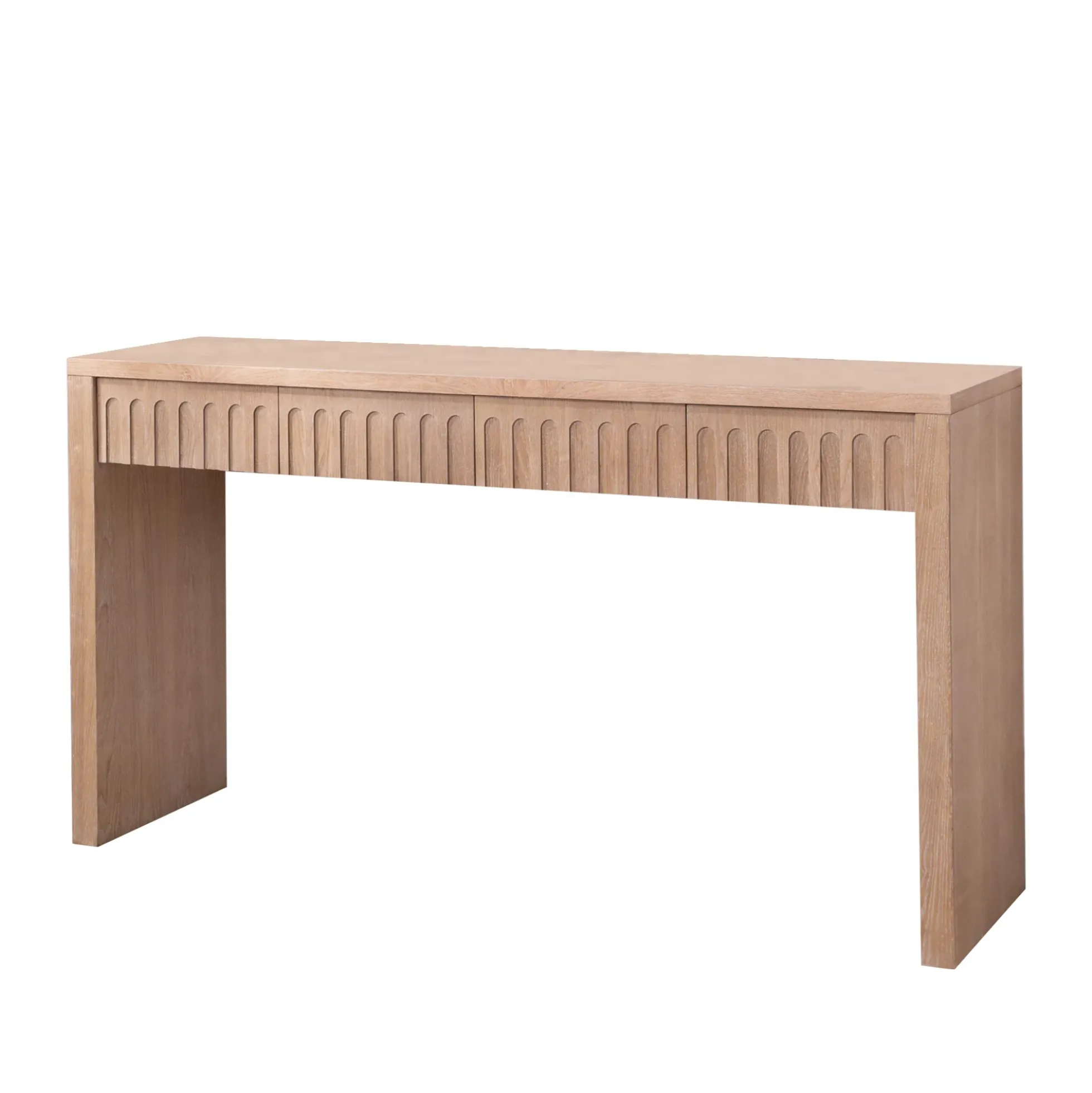Walker Edison | 59in Natural Modern Console Entry Table with 4 Drawers