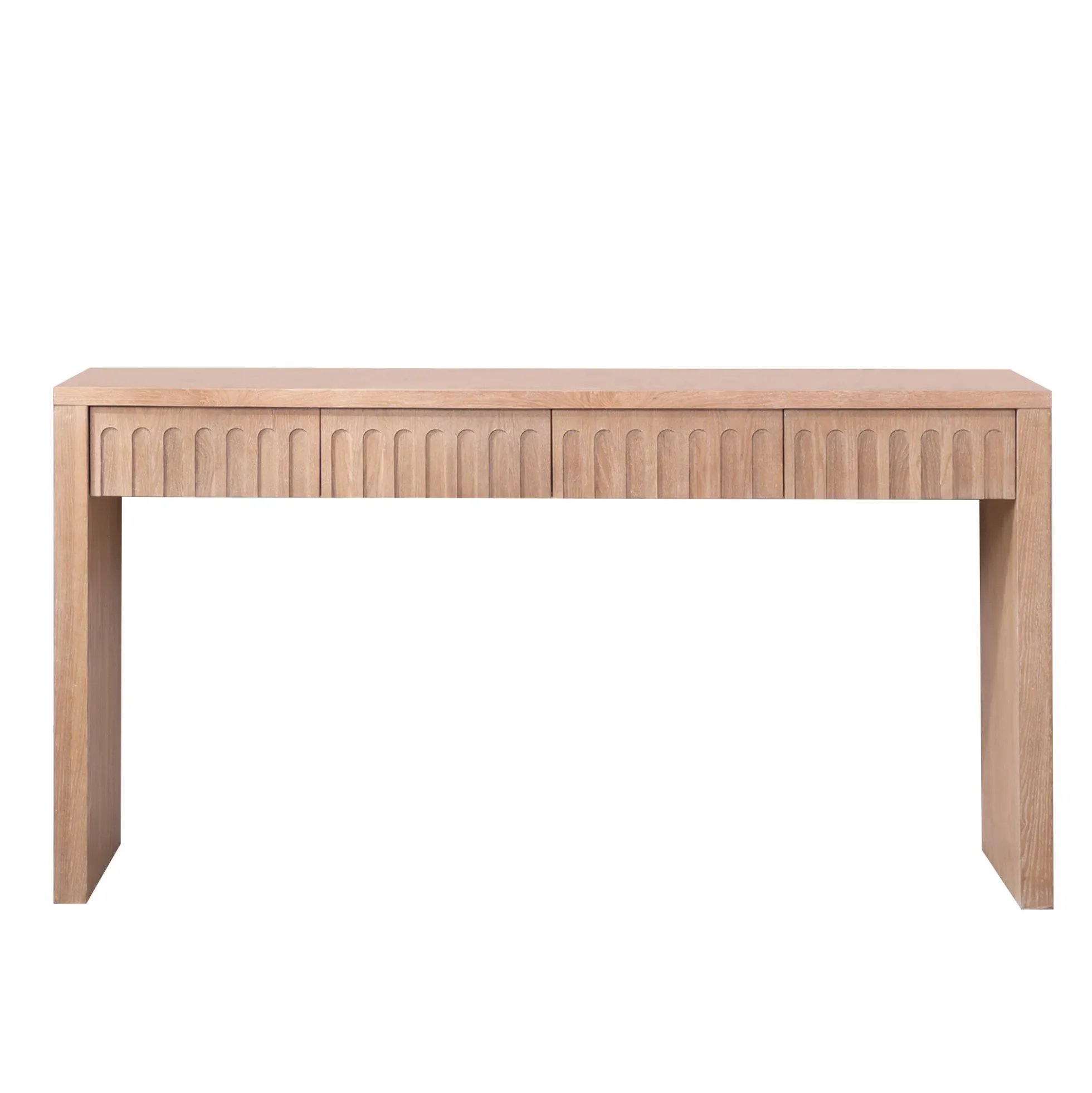 Walker Edison | 59in Natural Modern Console Entry Table with 4 Drawers