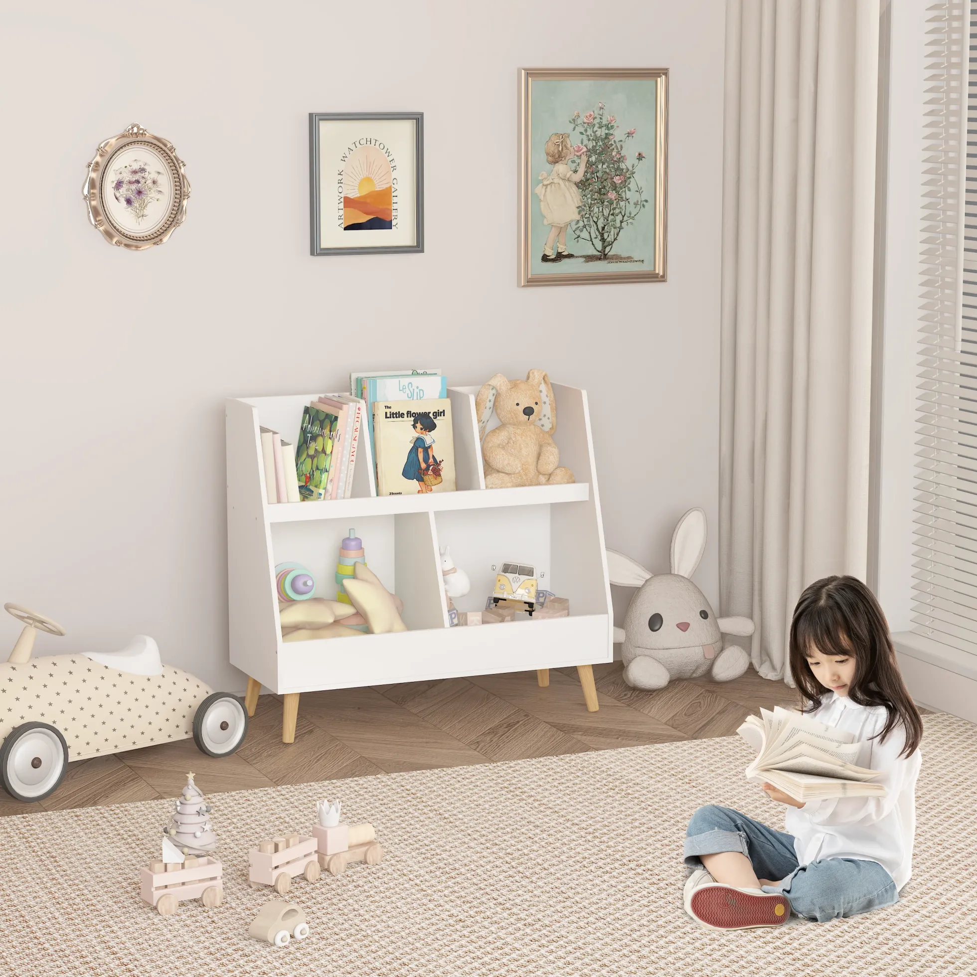 Walker Edison | Kids Bookcase and Toy Organizer