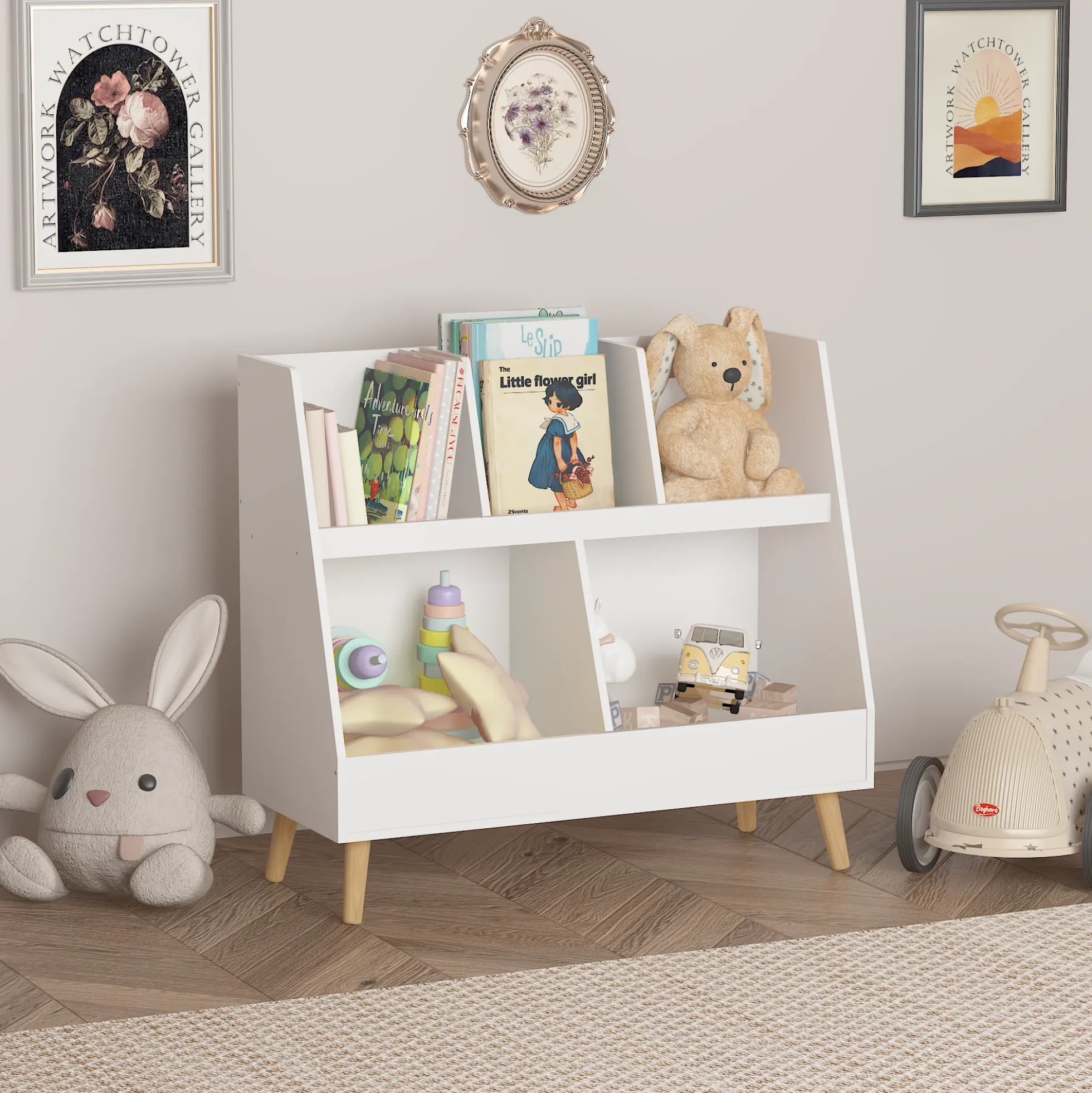 Walker Edison | Kids Bookcase and Toy Organizer