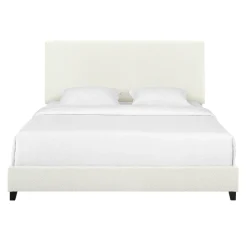 Walker Edison | King Size White Boucle Upholstered Platform Bed