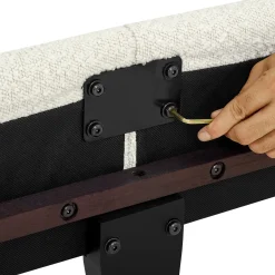 Walker Edison | King Size White Boucle Upholstered Platform Bed