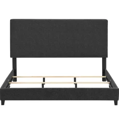 Walker Edison | King Size Charcoal Grey Upholstered Platform Bed