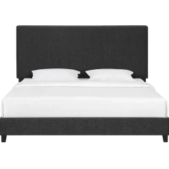 Walker Edison | King Size Charcoal Grey Upholstered Platform Bed