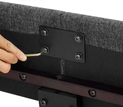 Walker Edison | King Size Charcoal Grey Upholstered Platform Bed