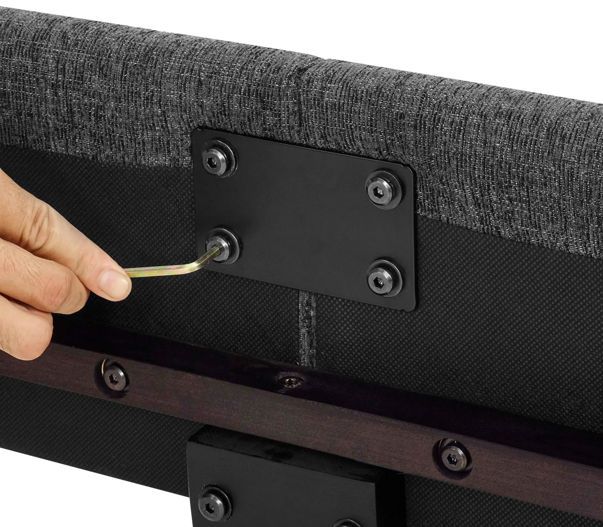 Walker Edison | King Size Charcoal Grey Upholstered Platform Bed