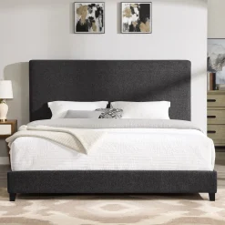 Walker Edison | King Size Charcoal Grey Upholstered Platform Bed