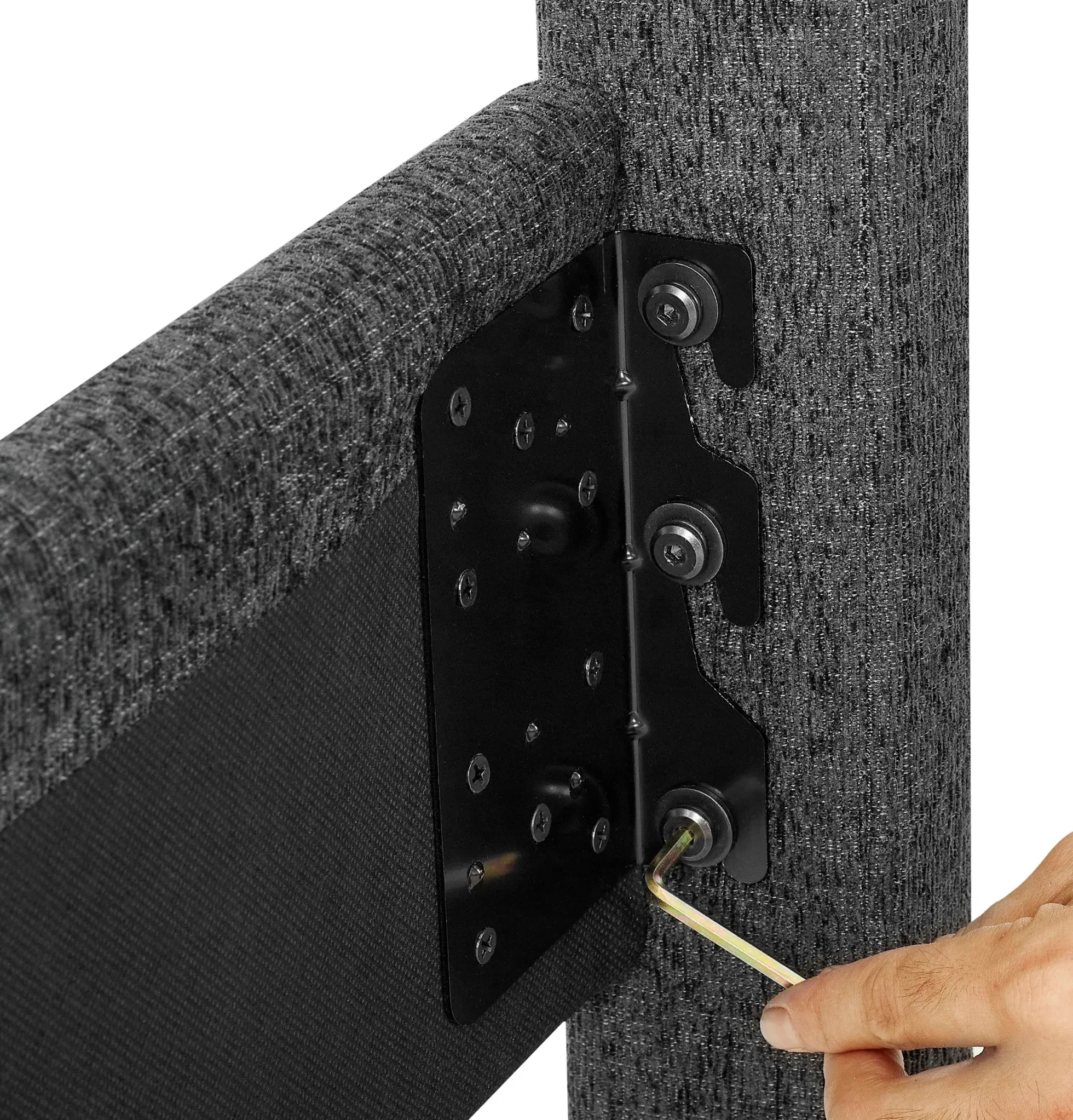 Walker Edison | King Size Charcoal Grey Upholstered Platform Bed