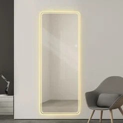 Walker Edison | LED Light Full Length Floor Mirror 64x21 Inches