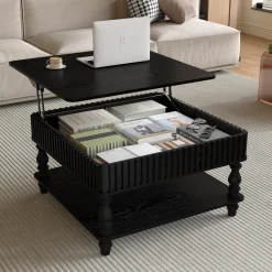 Walker Edison | Lift-Top Elevated Traditional Fluted Coffee Table