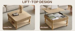 Walker Edison | Lift-Top Elevated Traditional Fluted Coffee Table