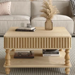 Walker Edison | Lift-Top Elevated Traditional Fluted Coffee Table