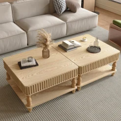 Walker Edison | Lift-Top Elevated Traditional Fluted Coffee Table